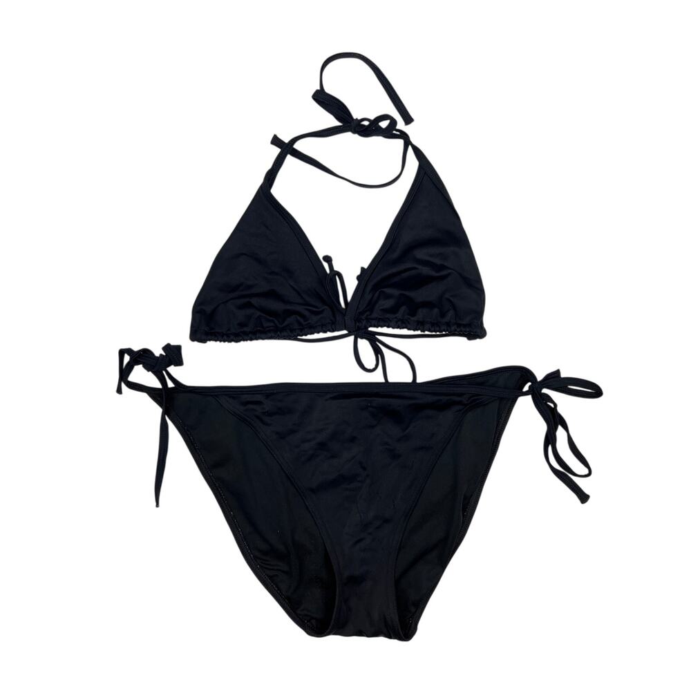 Vintage Y2K Victoria's Secret Bikini Set Triangle Tie Black Baddie Summer Beachy